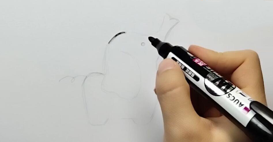 一、先用鉛筆描出大象的形象.jpg