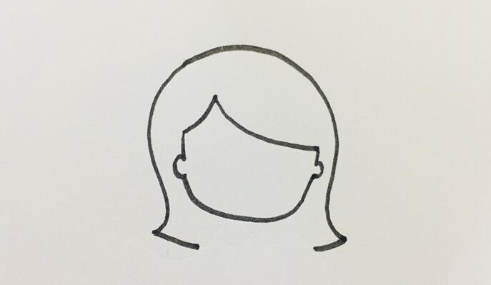 一、先畫出老師的頭發(fā)和臉部的輪廓，畫出斜劉海。.jpg
