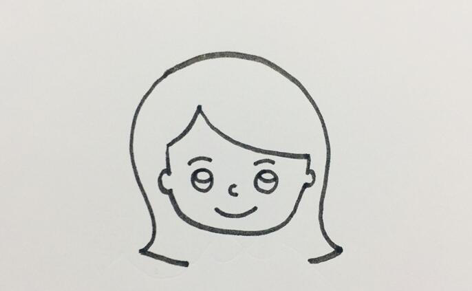 二、在臉上畫出五官，彎彎的眉毛和嘴巴，大大的眼睛。.jpg