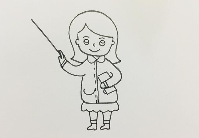 四、繼續(xù)畫出下半身，衣服下面是裙子，腳上踩著高跟鞋。.jpg