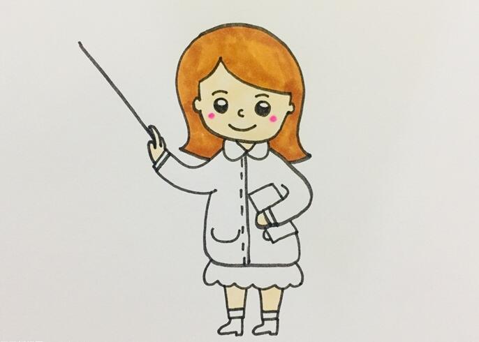 五、最后給老師臉上涂上一點(diǎn)腮紅，眼睛涂黑，頭發(fā)涂成棕色，臉上、手上、腳上和脖子的皮膚涂成膚色。.jpg