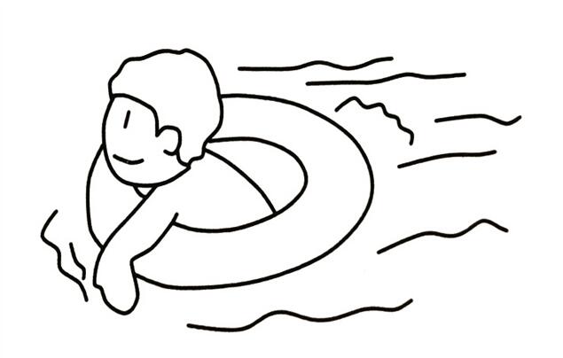在水里游泳的小男孩簡筆畫怎么畫？.jpg