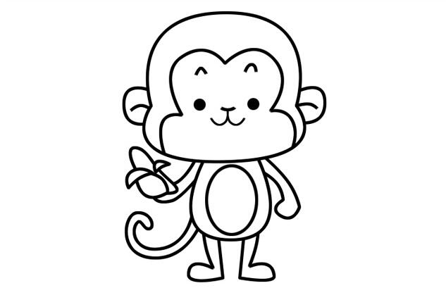 拿著香蕉的小猴子簡(jiǎn)筆畫怎么畫，拿著香蕉的小猴子簡(jiǎn)筆畫步驟教程.jpg