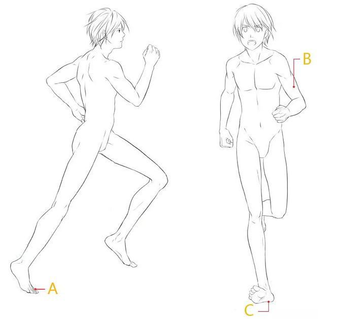 動(dòng)漫人物奔跑、跳躍、走路、站立、睡覺(jué)姿勢(shì)的畫法