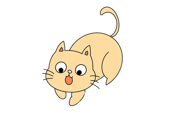 好奇的小貓簡(jiǎn)筆畫(huà)畫(huà)法步驟圖片