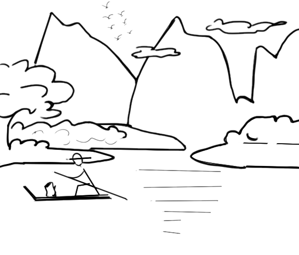 山水風(fēng)景怎么畫？