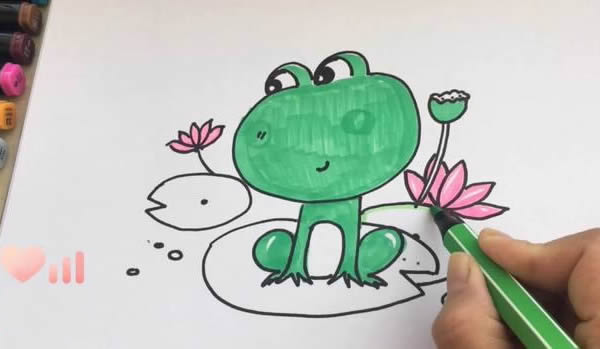 荷葉上的青蛙簡(jiǎn)筆畫(huà)畫(huà)法步驟圖片