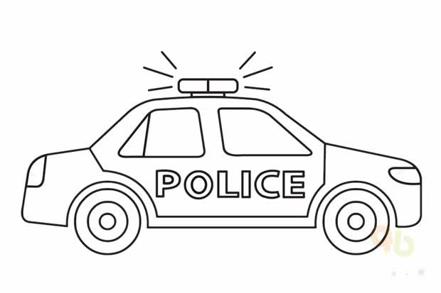 警車(chē)簡(jiǎn)筆畫(huà)帶顏色畫(huà)法步驟圖片