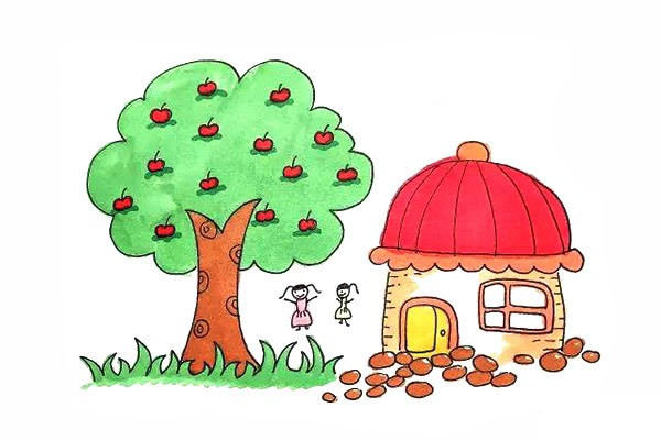 果樹和房屋怎么畫？