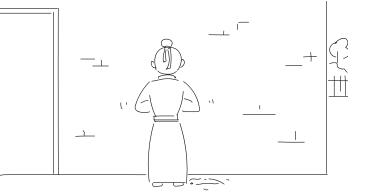 張三背對(duì)鏡頭，在墻上貼條.jpg