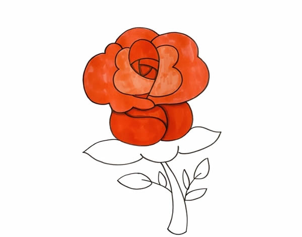 七夕一支玫瑰花簡(jiǎn)筆畫圖片