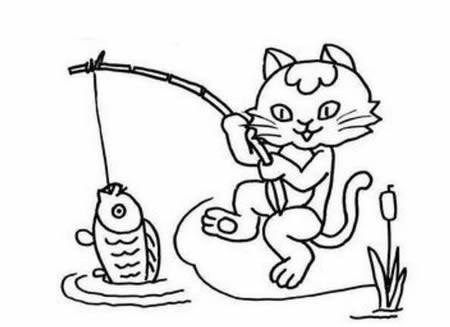 小貓釣魚簡(jiǎn)筆畫圖片大全可愛簡(jiǎn)單