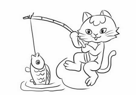 小貓釣魚簡(jiǎn)筆畫圖片大全可愛簡(jiǎn)單
