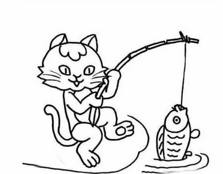 小貓釣魚簡(jiǎn)筆畫圖片大全可愛簡(jiǎn)單