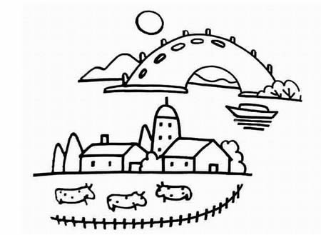 山水風(fēng)景簡(jiǎn)筆畫圖片