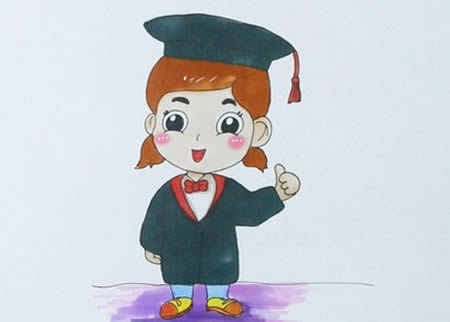 穿學(xué)士服的女學(xué)生簡(jiǎn)筆畫怎么畫