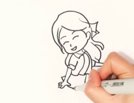 小女孩踢毽子簡(jiǎn)筆畫(huà)怎么畫(huà)