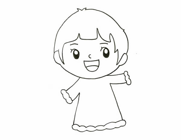 春節(jié)小朋友放鞭炮簡(jiǎn)筆畫，新年小女孩放鞭炮簡(jiǎn)筆畫