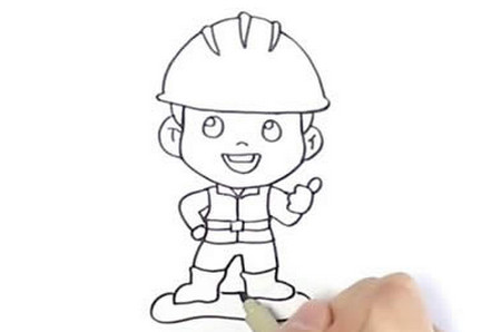 建筑工人簡(jiǎn)筆畫(huà)彩色畫(huà)法 步驟圖解