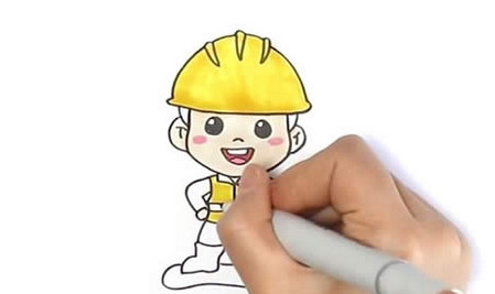建筑工人簡(jiǎn)筆畫(huà)彩色畫(huà)法 步驟圖解