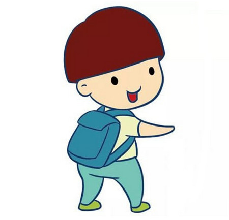 背書(shū)包的小男孩簡(jiǎn)筆畫(huà)步驟圖解