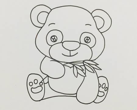 熊貓吃竹子簡(jiǎn)筆畫(huà)彩色可愛(ài)
