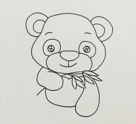 熊貓吃竹子簡(jiǎn)筆畫(huà)彩色可愛(ài)