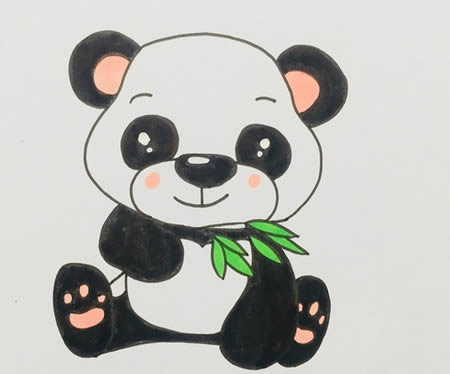 熊貓吃竹子簡(jiǎn)筆畫(huà)彩色可愛(ài)