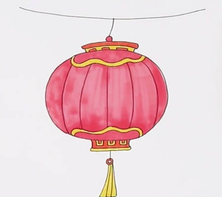 燈籠簡(jiǎn)筆畫彩色步驟畫法