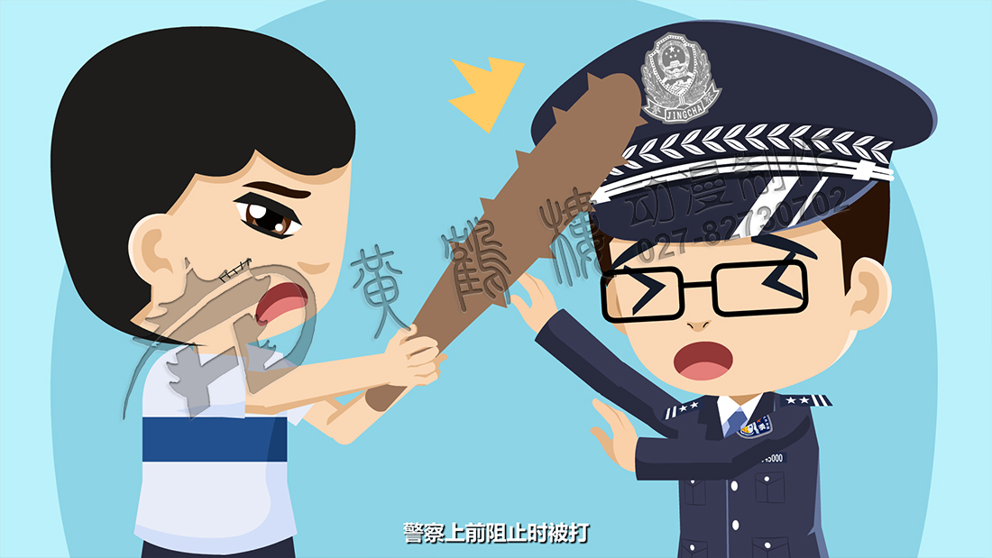又撿起一根木棒沖過來打砸警車，警察上前阻止時被打.jpg