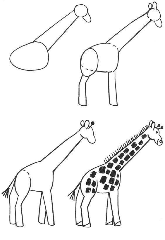 簡(jiǎn)單四步畫出長(zhǎng)頸鹿,猴子和烏龜簡(jiǎn)筆畫圖片