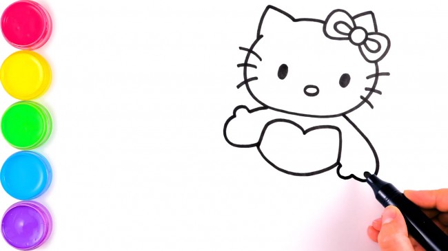 動(dòng)漫手繪hello kitty貓的畫(huà)法，hello kitty貓美人魚(yú)步驟教程