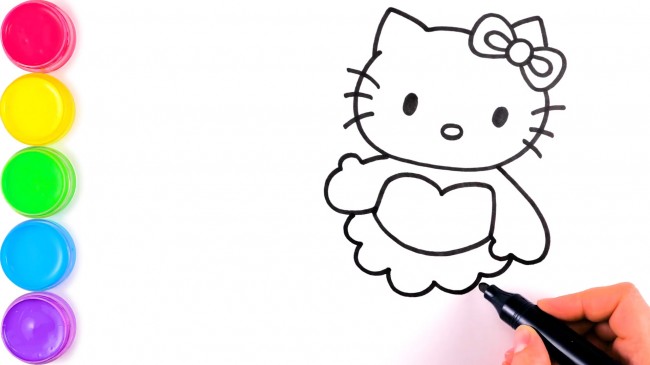 動(dòng)漫手繪hello kitty貓的畫(huà)法，hello kitty貓美人魚(yú)步驟教程