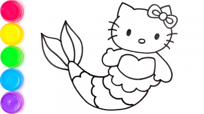 動(dòng)漫手繪hello kitty貓的畫(huà)法，hello kitty貓美人魚(yú)步驟教程