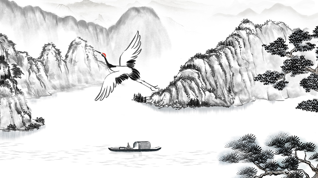 《高山流水遇知音》飛鶴、小船、山巒、伯牙動畫設(shè)計.jpg