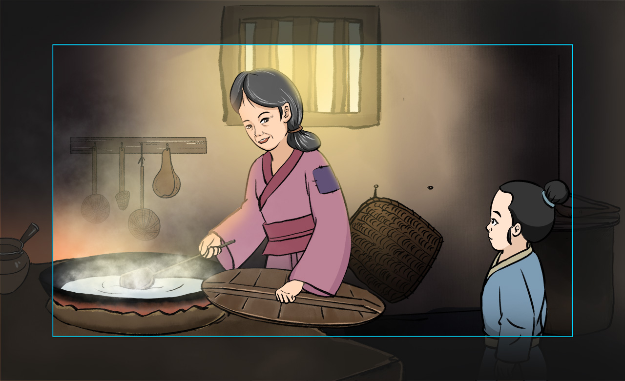 小孟宗看著母親早生的白發(fā)，心里很難過(guò).jpg